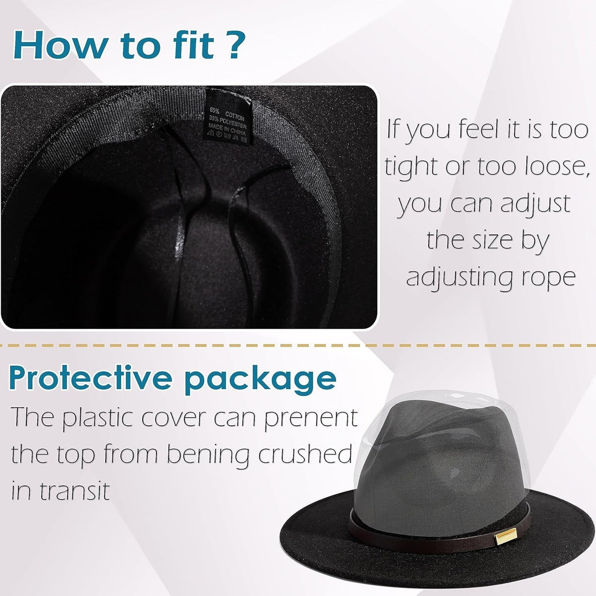 Fedora Hats for Men Wide Brim Panama Hat with Classic Belt