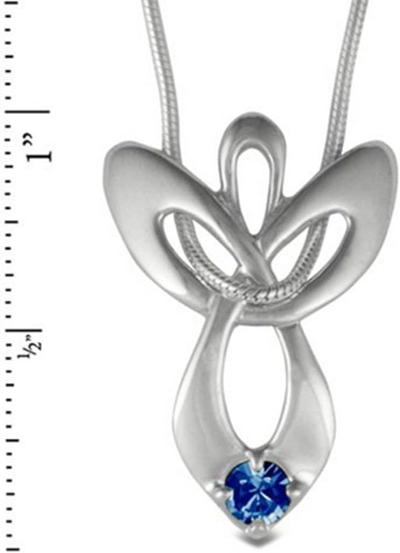 925 Sterling Silver Cubic Zirconia Pendant Guardian Angel Birthstone Necklace for Woman