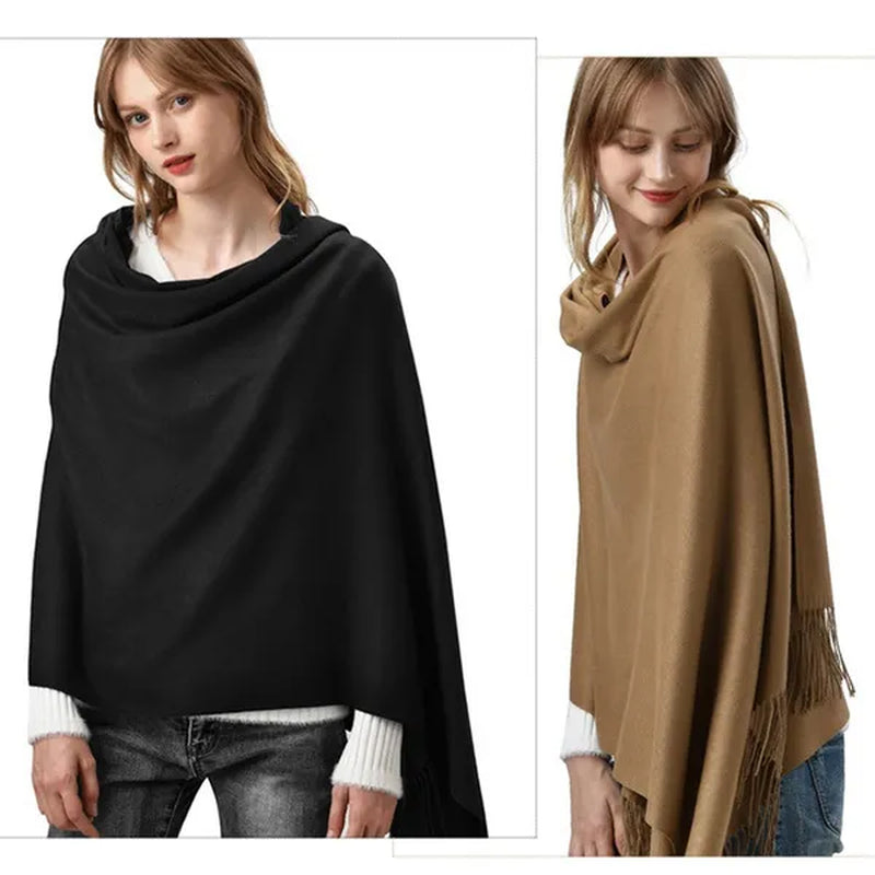 200X*70cm Fashion Solid Color Women Scarf Winter Hijabs Tassels Long Lady Shawls Cashmere Like Pashmina Hijabs Scarves Wraps