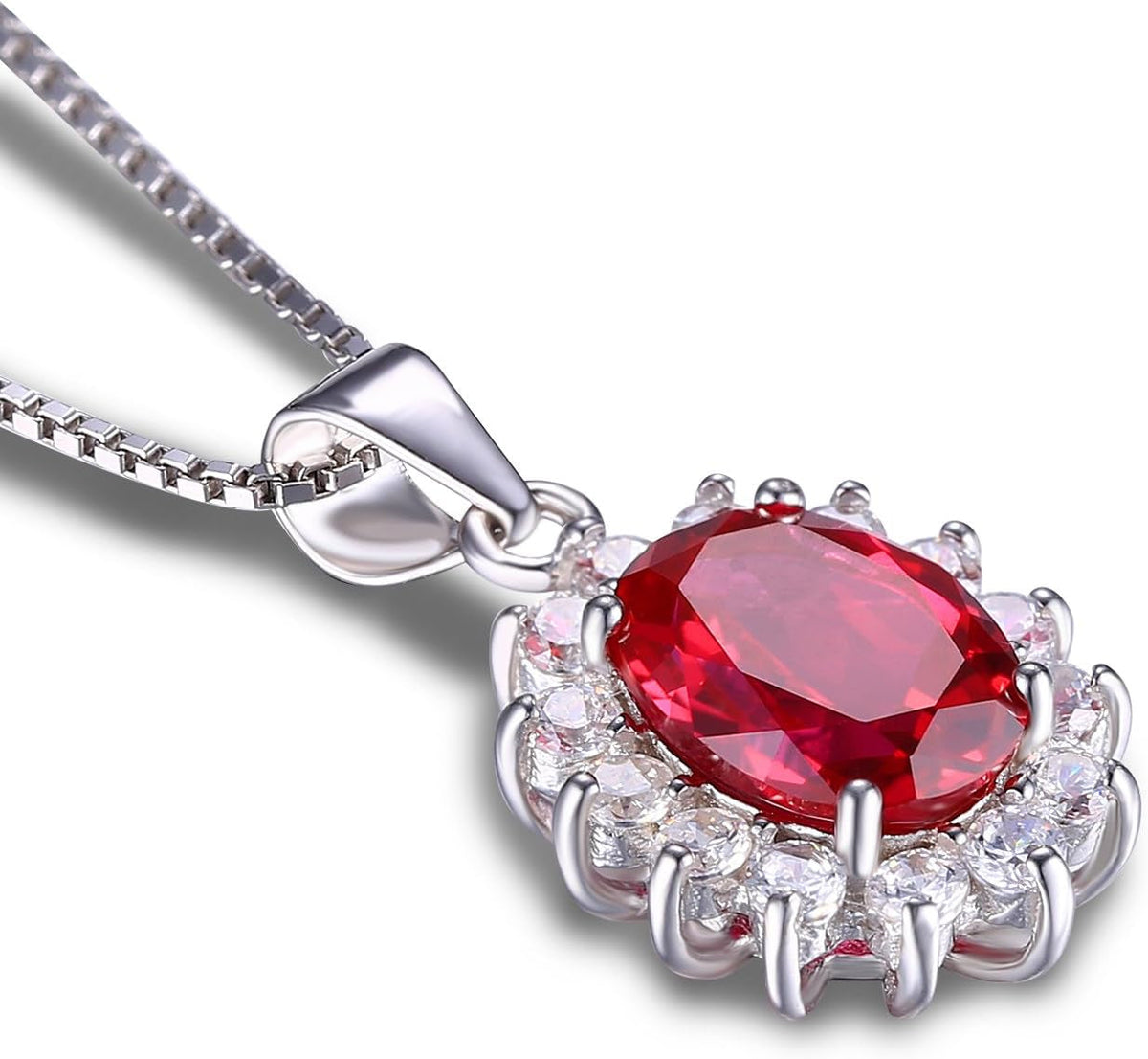 Princess Diana Kate Middleton Natural Amethyst Citrine Garnet Peridot Topaz Created Ruby Sapphire Simulated Emerald Pendant Necklace for Women, 925 Sterling Silver Gemstone Jewelry Set