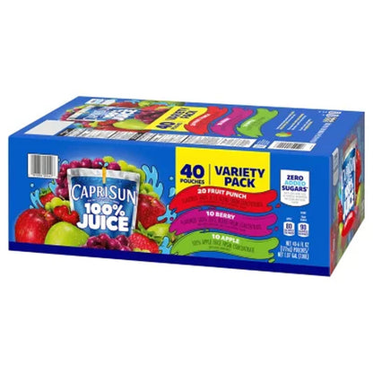 Capri Sun 100% Juice Variety Pack, 6 Fl. Oz. Pouches, 40 Pk.