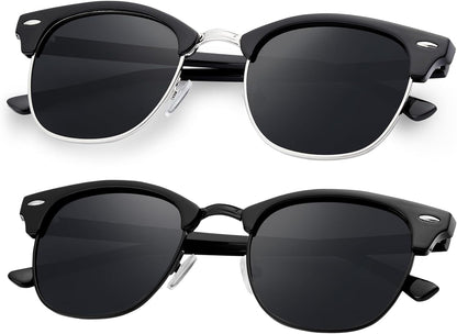Sunglasses Men and Womens, Polarized Sunglasses for men with UV Blocking Semi-Rimless Frame for Driving & Hiking