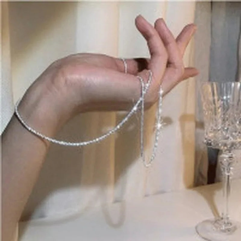 Women's Necklace Men's 16"-30" 3mm Shiny Ice Chain Necklace Chain Wedding Engagement Couple Jewelry