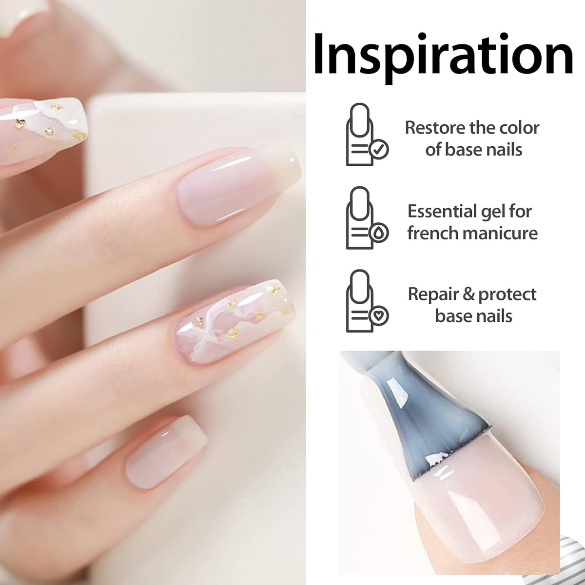 Milky White Gel Nail Polish 15ml Nude Gel Polish Clear Jade White Translucent Soak Off U V Sheer Neutral Gel Nail French Manicure for Nail Art Gel 0.5Oz