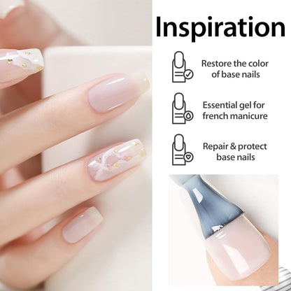 Milky White Gel Nail Polish 15ml Nude Gel Polish Clear Jade White Translucent Soak Off U V Sheer Neutral Gel Nail French Manicure for Nail Art Gel 0.5Oz