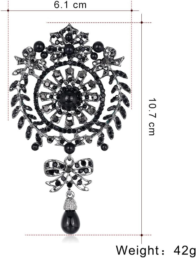 N a European and American Creative Personality Diamond-Studded Pearl Flower Brooch Fashion Clothing Tassel Water Drop Brooch (B)