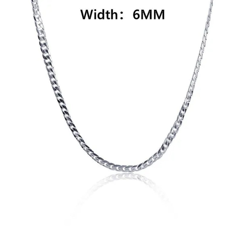 European Fashion Luxury Exaggeration Men's and Women's Bright 925 Sterling Silver Sideways Chain Necklace Exquisite Cuban Necklace Size Includes 16-30 inches