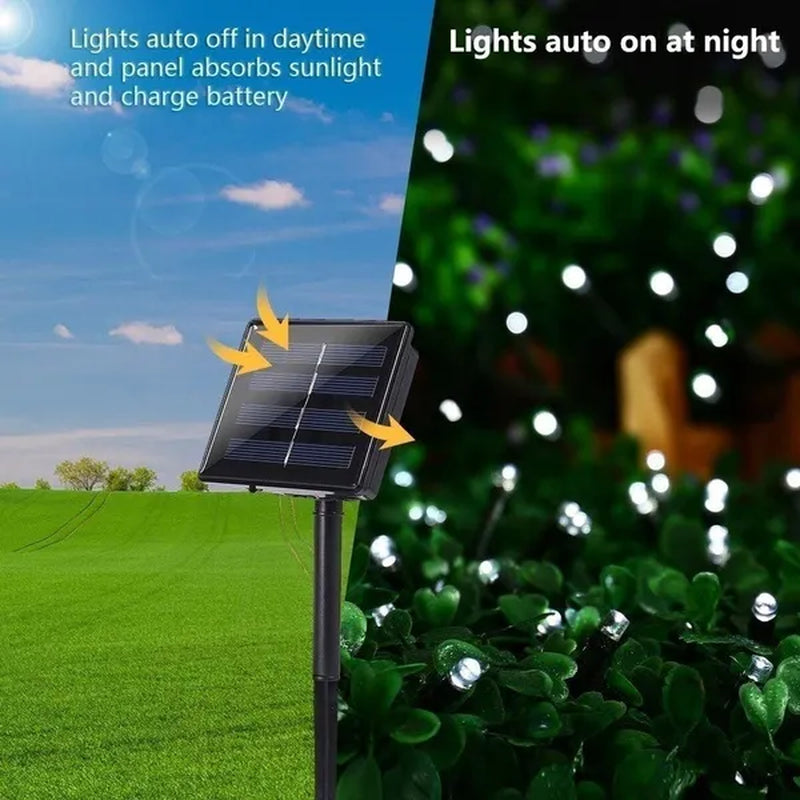 8 modes Solar String Lights 50/100/200 LED 8 Modes Solar Powered Xmas Outdoor Lights Waterproof Starry Christmas Fairy Lights for Indoor Gardens Homes Wedding