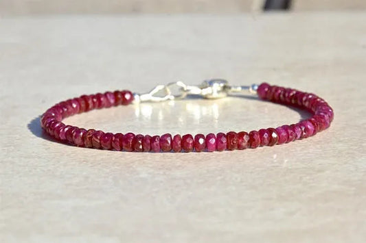 Ruby Bracelet July Birthstone Bracelet Beaded Bracelet Natural Ruby Gemstone Bracelet