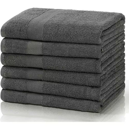 6-Piece Gray Highly Absorbent Cotton Quick Drying Bath Towel Set