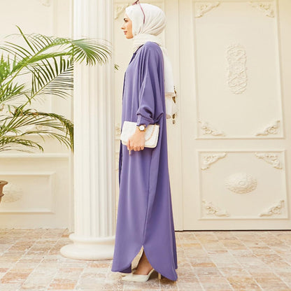 Women'S Muslim Dress Ramadan Abaya Batwing Sleeve Henley Shirt Prayer Kaftan Dubai Islamic Dress
