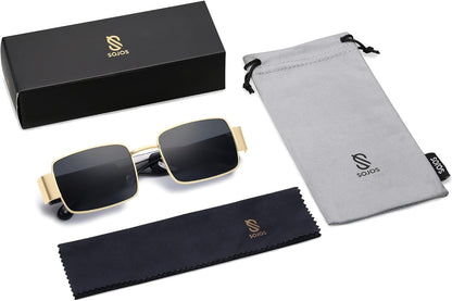 Retro Fashion Rectangle Sunglasses Womens Mens Vintage Trendy Square Shades SJ1162
