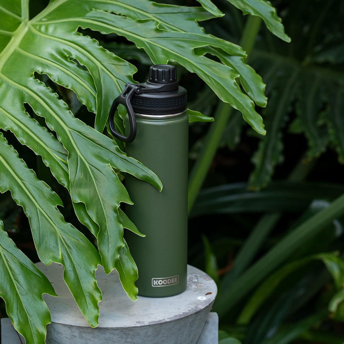 Insulated Water Bottle, 22 Oz Stainless Steel Double Wall Vacuum Wide Mouth Sport Bottle with Leakproof Spout Lid(Grass Green)