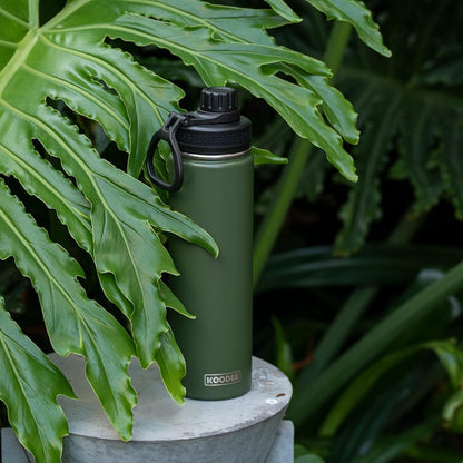 Insulated Water Bottle, 22 Oz Stainless Steel Double Wall Vacuum Wide Mouth Sport Bottle with Leakproof Spout Lid(Grass Green)