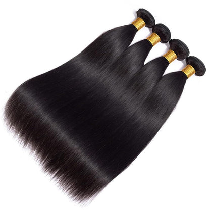 Human Hair Bundles Straight 10 12 14 16 Inch Brazilian Virgin Hair 4 Bundles Human Hair Straight 100% Unprocessed Straight Hair Bundles Weave Bundles Human Hair