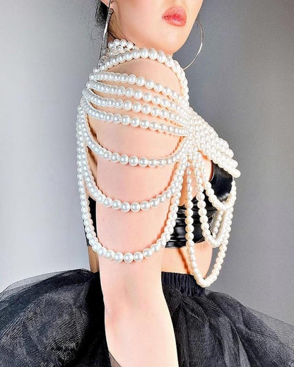 Pearl Body Chain Bra - Fashion Shoulder Necklaces Bra Chain Body Jewelry