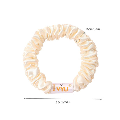 Scrunchies Silk Satin Hair Ties - Small Mini Thin Elestics Ponytail Holder Hair Bands Skinny Scrunchy for Thick Curl Hair No Crease Hair Ties Soft Accessories No Hurt Your Hair for Women and Girls