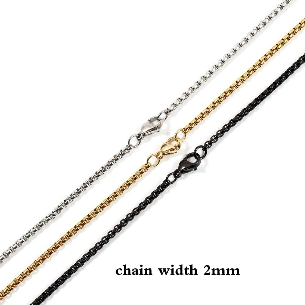 Bar Pendant Necklace for Men Stainless Steel Box Chain Pendant Men’S Necklace Jewelry Length 22Inch