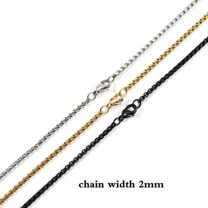 Bar Pendant Necklace for Men Stainless Steel Box Chain Pendant Men’S Necklace Jewelry Length 22Inch