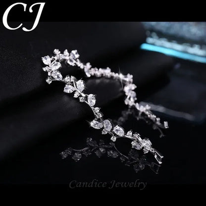 CANDICE Fashion Sterling Silver Bracelet Bangle With Emerald Green Crystal For Women Elegant Jewelry