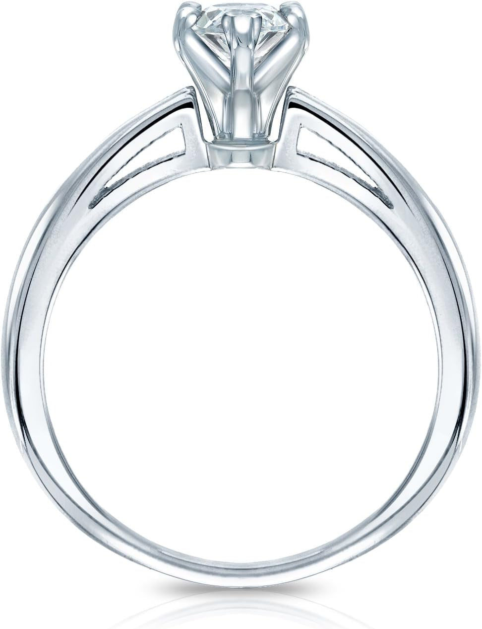 18K White Gold Marquise Diamond Ring V-End Prong (1/4 Cttw, H-I Color, I1-I2 Clarity), Size 4-9