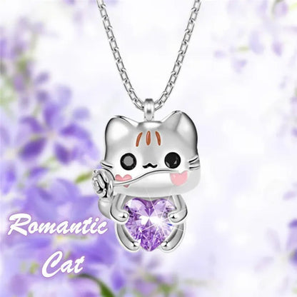 Creative 925 Sterling Silver Cartoon Penguin Heart Shape Crystal Diamond Pendant Necklace for Women Cute Girls Accessories Animal Jewelry Birthday Party Gifts