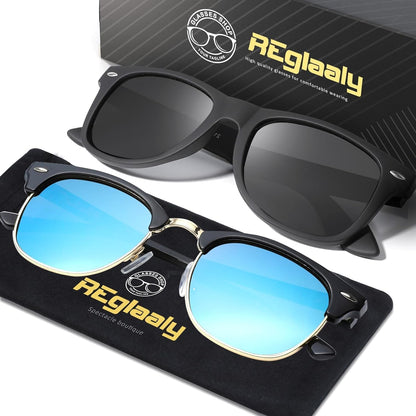 Sunglasses Men and Womens, Polarized Sunglasses for men with UV Blocking Semi-Rimless Frame for Driving & Hiking