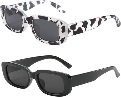 Rectangle Sunglasses for Women Men Trendy Retro Fashion Sunglasses UV 400 Protection Square Fram