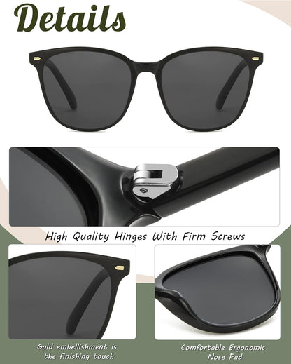 Polarized Sunglasses for Women, Square Mirrored Trendy Shades with UV Protection Reduce Glare Sun Glasses