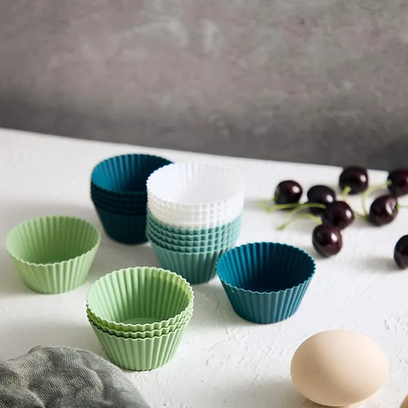 12/24PCS Silicone Cake Mold Round Muffin Cupcake Baking Molds Reusable DIY Cake Decorating Silicon Mould Tools Baking Accessories