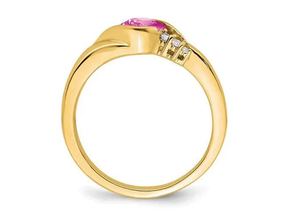 2/3 Carat (ctw) Lab-Created Pink Sapphire Ring in 14K Yellow Gold