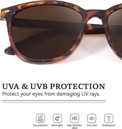 2 Packs Sunglasses for Women Polarized UV400 Protection Lens Big Frame Fashion Glasses Trendy Stylish Shade