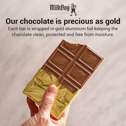 Milkboy Swiss Chocolate Bars - Premium Swiss Alpine Milk Chocolate - Smooth European Milk Chocolates Gift - Sustainably Farmed Cocoa - Gluten Free - 3.5 Oz