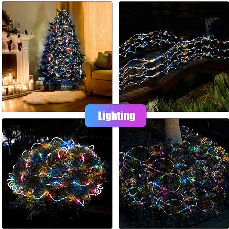 Battery Powered Rope Lights LED Fairy String Lights with Remote Control Garden Tube Lighting Strings Christmas Holiday Decoration