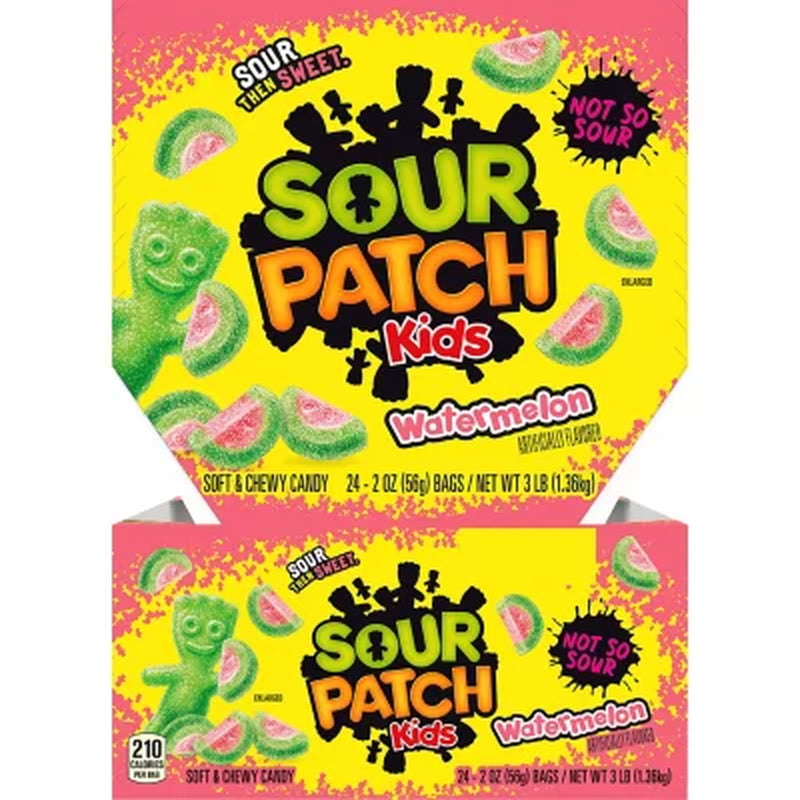 SOUR PATCH KIDS Watermelon Soft Chewy Candy, 2 Oz., 24 Pk.