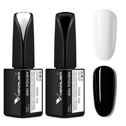 VENALISA 15ml Gel Nail Polish, Pure White Color Soak Off UV LED Nail Gel Polish Nail Art Starter Manicure Salon DIY at Home, 0.53 OZ