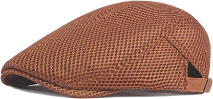 Men'S Mesh Flat Cap Breathable Summer Newsboy Hat Beret Ivy Cap Irish Cabbie Gatsby Driving Hunting Hats