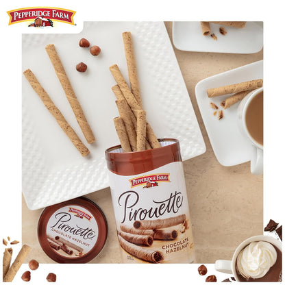 Pirouette Cookies, Chocolate Hazelnut Créme Filled Wafers, 13.5 Oz Tin