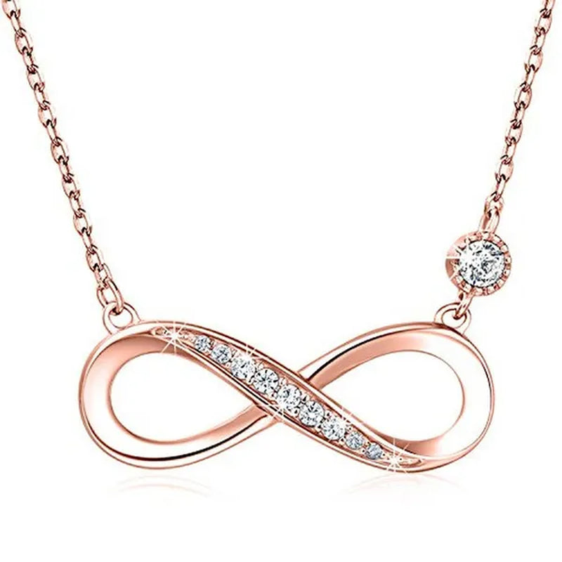 925 Sterling Silver Necklace –“Forever Love” Infinity Heart Love Pendant White Gold Plated Diamond Women Necklace Gift for for Women Girls Valentine's Day Mother's Day