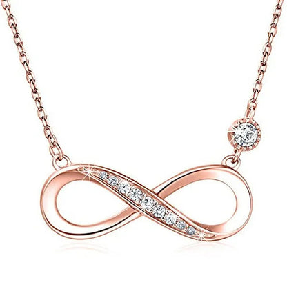 925 Sterling Silver Necklace –“Forever Love” Infinity Heart Love Pendant White Gold Plated Diamond Women Necklace Gift for for Women Girls Valentine's Day Mother's Day
