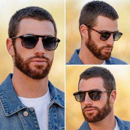 Polarized Modern Aviator One-Bridge Square Mens Sunglasses