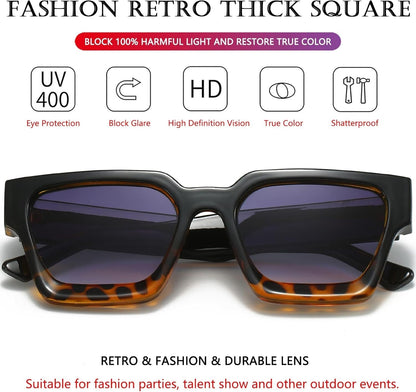 Square Sunglasses for Women Men Square Thick Frame Sun Glasses Simple Designer Style Shades