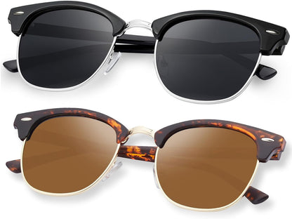 Sunglasses Men and Womens, Polarized Sunglasses for men with UV Blocking Semi-Rimless Frame for Driving & Hiking