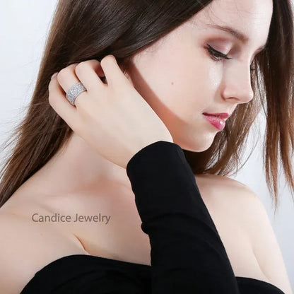CANDICE Top Baguette Cut Clear CZ Stone Sparkling Evening Wide Ring for Women Banquet Prom Luxury Jewelry with White Gold Plating
