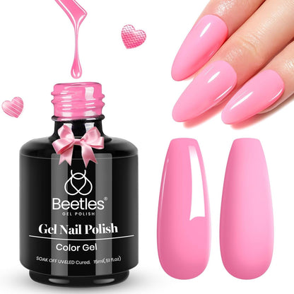 Beetles Neutral Gel Nail Polish 15ml Nude Pink Polish Set Pink Jelly Soak Off U V LED Nail Lamp Translucent Nail Art Gel
