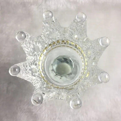Crown Candlestick Candle Holder Transparent Glass Crystal Wedding Home Decor Big Tealight Candle Stand