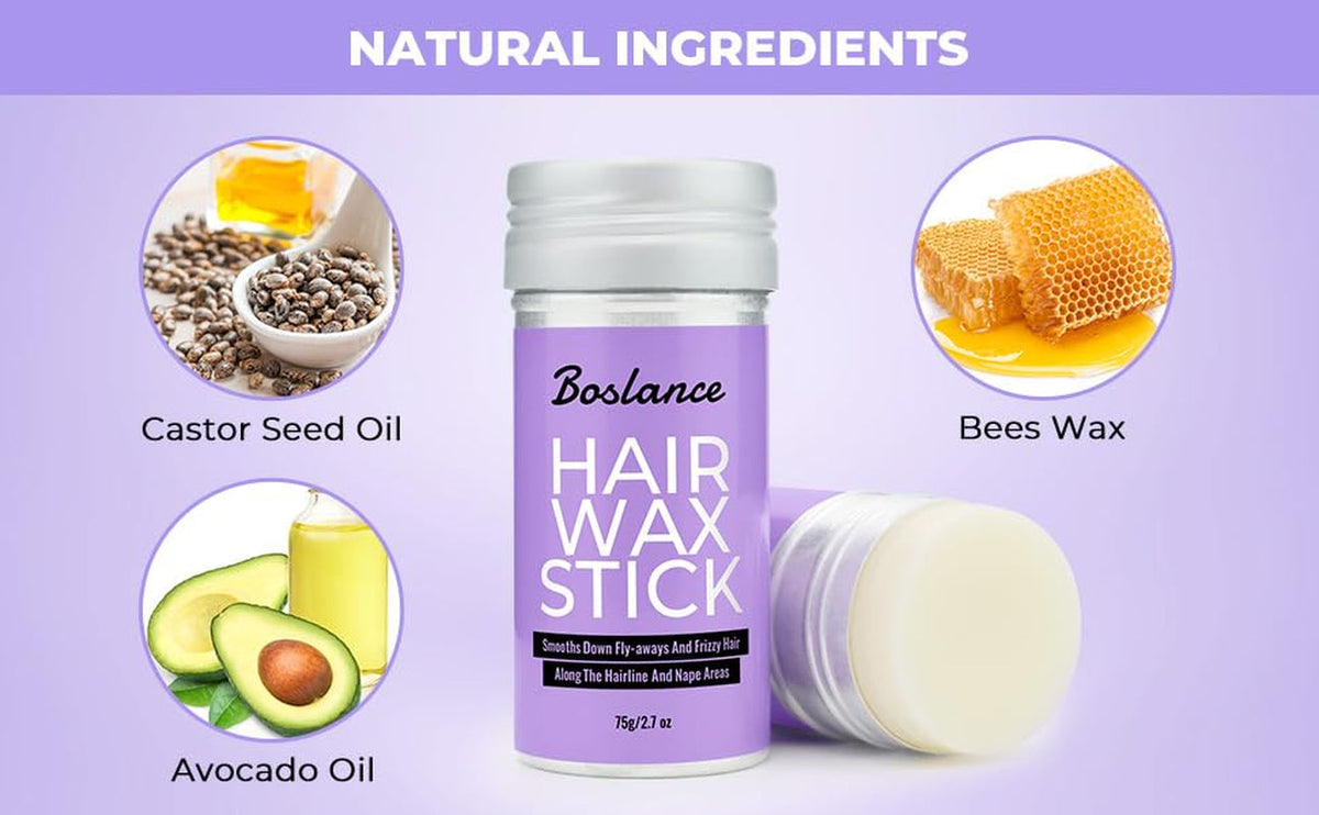 Hair Wax Stick - Strong Hold Styling Wax, Matte Finish Slick Back Stick, Easy Application - Styling Wax for All Hair Types，Natural Ingredients，Long-Lasting Styling，Travel Wax Stick for Hair.