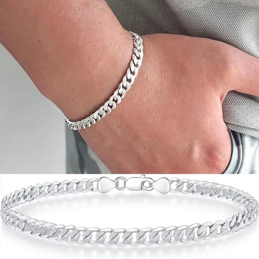 925 Sterling Silver Clasp 6mm Cuban Link Chain Bracelets for Mens Bracelet Chain Bracelets for Men Jewelry Men Gifts