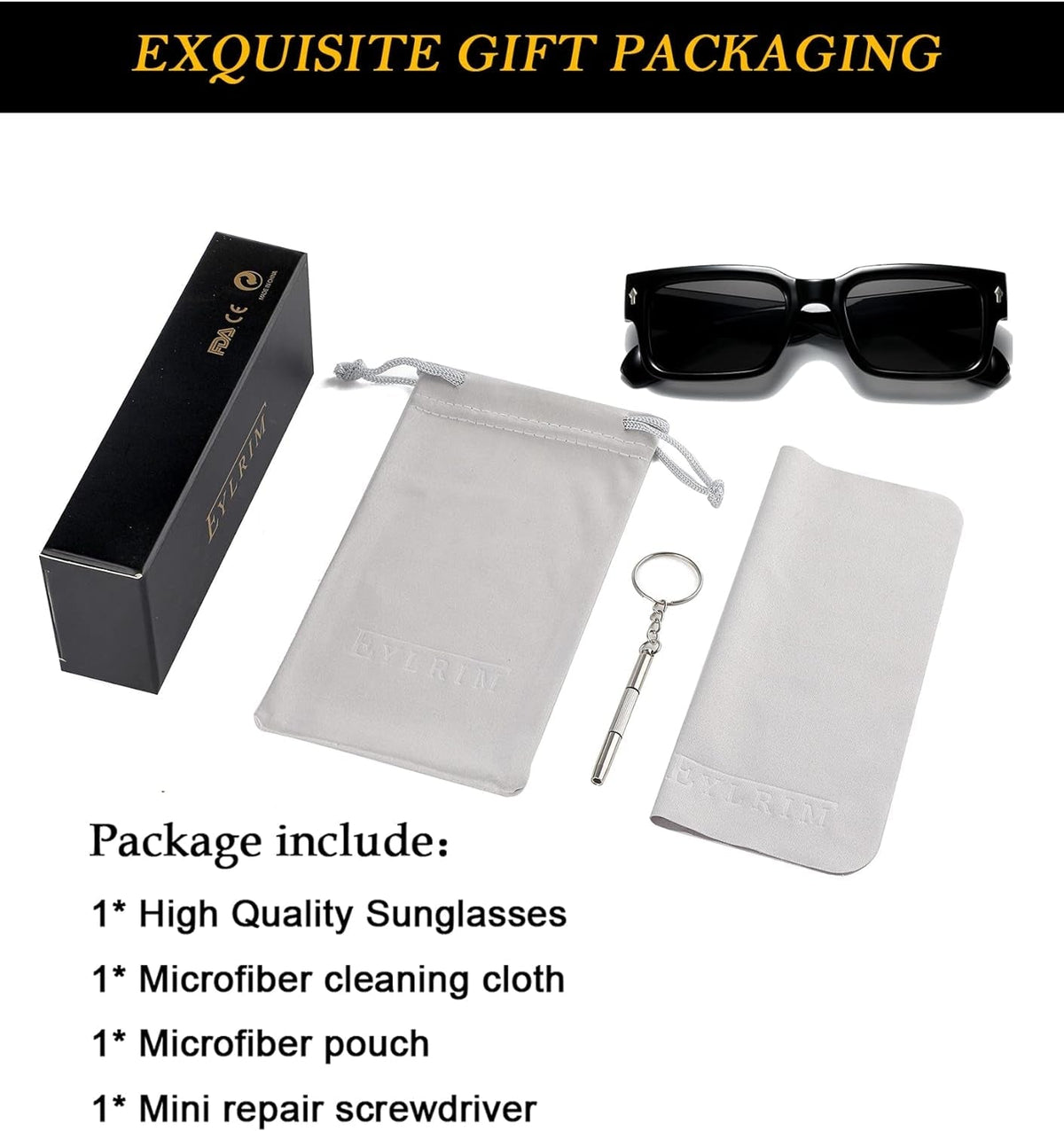 Square Frame Sunglasses for Women Men Trendy Chunky Rectangle Sun Glasses Black Shades UV400 Protection