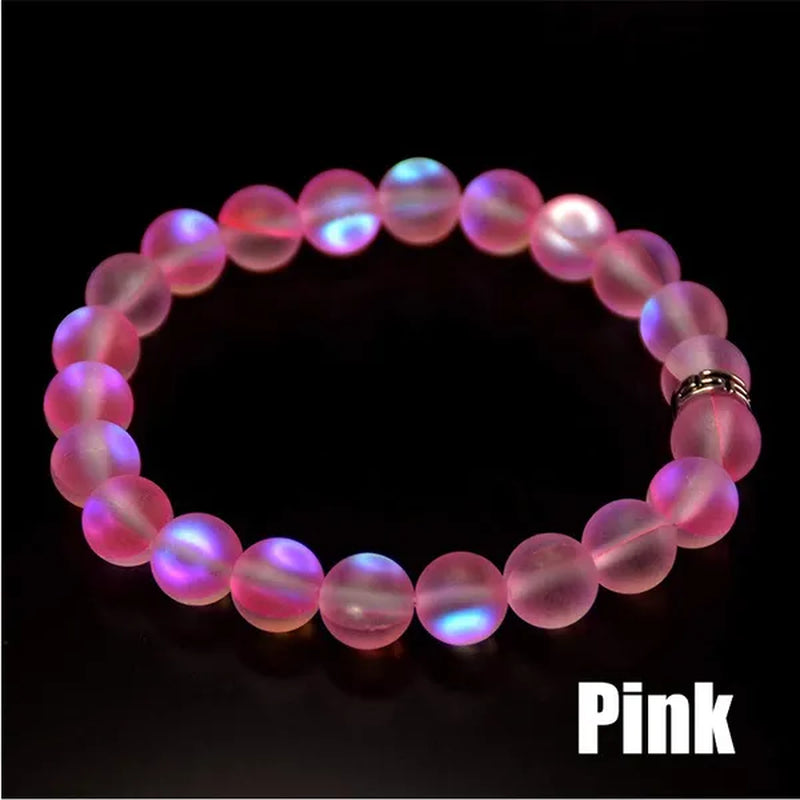 Mermaid Glass Quartz Glowing Aura Moonstone Matte 8mm Bracelet